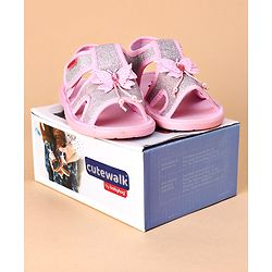Cute Walk by Babyhug Party Wear Sandals Butterfly Appliques - Pink