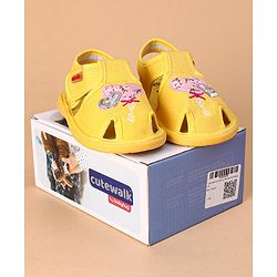 Cute Walk by Babyhug Sandals Heart Embroidery - Yellow