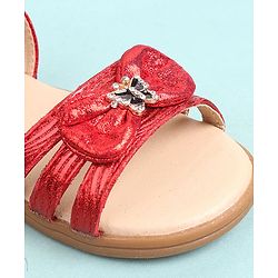 Cute Walk by Babyhug Party Wear Sandals Bow Appliques - Red