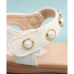 Cute Walk by Babyhug Party Wear Sandals Bead Detailing - Off White