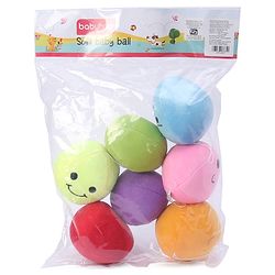 Babyhug Soft Smiley Balls Set of 7|Colorful Plush Balls for Toddlers|Boosts Sensory, Motor & Social Skills|Safe & Interactive|Learning Through Play|BIS|Ideal Gift|2+ Months|Multicolor