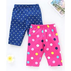 Babyhug Three Fourth Leggings Pack of 2 - Navy Blue Pink