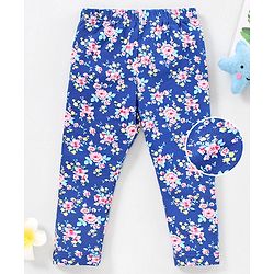 Babyhug Full Length Leggings Floral Print - Blue