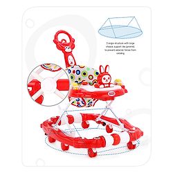 Babyhug Rabit Walker cum Rocker With Parental Push Handle - Red (Seat Print & Color May Vary)