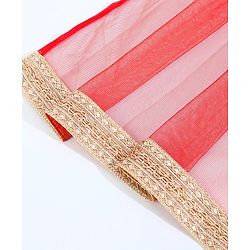 Babyhug Sleeveless Choli Lehenga Set with Dupatta Embroidered with Border Lace - Red