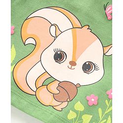 Babyhug Full Sleeves Printed Top with Frill Detailing - Green