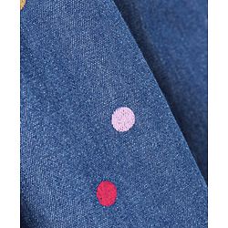 Babyhug Half Sleeves Denim Frock Polka Dot Print - Blue