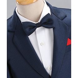 Babyhug Full Sleeves 3 Piece Party Suit with Bow - Navy