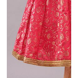 Babyhug Sleeveless Glitter Printed Choli with Lehenga & Dupatta Set - Pink Beige
