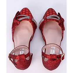 Cute Walk by Babyhug Party Wear Belly Shoes Bow Appliques - Red