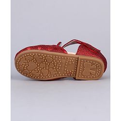 Cute Walk by Babyhug Paty Wear Belly Shoes Bow Appliques - Red