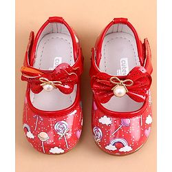 Cute Walk by Babyhug Sandals Bow Applique - Red