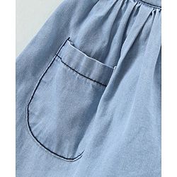 Babyhug Mid Thigh Pleated Skirt with Suspenders - Blue
