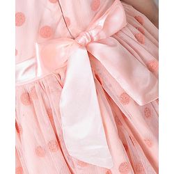 Babyhug Cap Sleeves Party Wear Dots Print - Peach