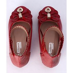 Cute Walk by Babyhug Party Wear Belly Shoes Bow Appliques - Pink