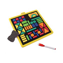 Babyhug Play N Learn Double Side Board with 102 Magnetic Shapes| Playset With Write & Wipe Feature| Puzzle Book with 300+ Patterns| 1 Sketch Pen and Duster Learning and Educational Toy for 4-6 Years Kids| Gifting Toy| BIS Certified