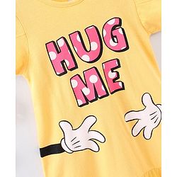 Babyhug Half Sleeves Knee Length Nighty Minnie Mouse Print - Yellow