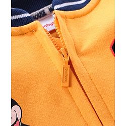 Babyhug Full Sleeves Sweat Jacket Mickey Mouse Print - Yellow Blue