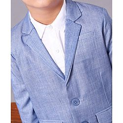 Babyhug Full Sleeves Party Wear Blazer Solid Color - Blue