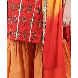 Babyhug Three Fourth Sleeves Kurti with Pant & Dupatta - Red