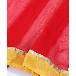 Babyhug Sleeveless Choli & Lehenga With Dupatta Floral Print -Red Yellow