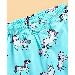 Babyhug Full Sleeves Night Suit Unicorn Print - Blue