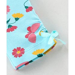 Babyhug Full Length Slim Fit Leggings Floral Print - Turquoise
