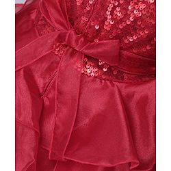 Babyhug Sleeveless Embellished Frock Bow Applique - Red