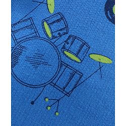 Babyhug Full Length Lounge Pant With Drawstring Guitar Print - Blue