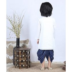 Babyhug Full Sleeves Kurta & Dhoti Set Stripes - White Blue
