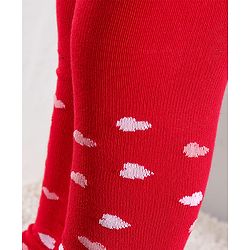 Cute Walk by Babyhug Cotton Antibacterial Footed Tights Heart Design - Red