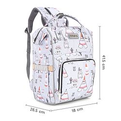 Babyhug Printed Backpack Style Maternity Diaper Bag- Grey