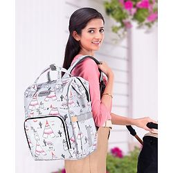 Babyhug Printed Backpack Style Maternity Diaper Bag- Grey