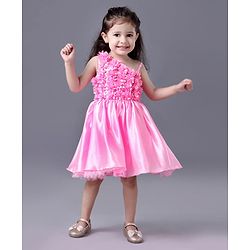 Babyhug Sleeveless Party Dress Floral 3D Applique - Pink