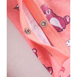 Babyhug Full Sleeves Footed Sleep Suit Animals Print - Peach