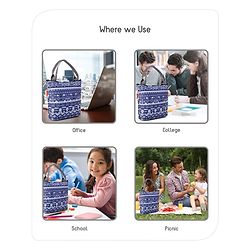 Babyhug Portable and Reusable Insulated Lunch Bag With Strips Print|For School,Travel and Outdoors|Premium & Easy to Carry| (Color & Print May Vary)
