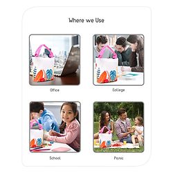 Babyhug Portable and Reusable Insulated Lunch Bag With Forest Print|For School,Travel and Outdoors|Premium & Easy to Carry| (Colour May Vary)