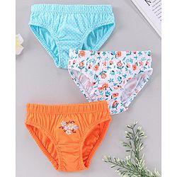 Babyhug 100% Cotton Panties Pack of 3 - Blue Orange White