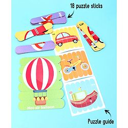 Babyhug Things That Move 18 Double Side Stick Wooden Puzzle Set| Montessori Pre-School Educational and Learning Toy For 3-6 Years Kids| 6 Different Design Fun & Interesting Way To Learn Things Stick Puzzle| BIS Certified
