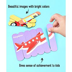 Babyhug Things That Move 18 Double Side Stick Wooden Puzzle Set| Montessori Pre-School Educational and Learning Toy For 3-6 Years Kids| 6 Different Design Fun & Interesting Way To Learn Things Stick Puzzle| BIS Certified