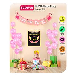 Babyhug Half Birthday Party Decor Kit Pink - Pack of 24