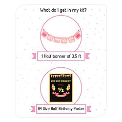 Babyhug Half Birthday Party Decor Kit Pink - Pack of 24