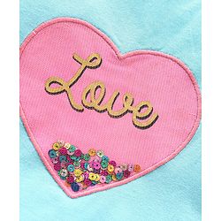 Babyhug Half Sleeves Tee With Heart Applique Sequins and Mesh Frill Detailing - Blue