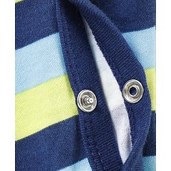Babyhug Full Sleeves Sleep Suit Striped - Blue