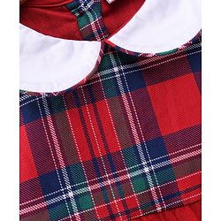 Babyhug Full Sleeves Frock Checked Print - Red