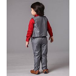 Babyhug Full Sleeves Party Suit Solid Color - Grey