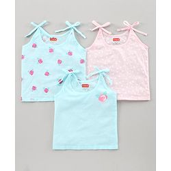 Babyhug 100% Cotton Singlet Jhablas Rose Print Pack of 3  - Multicolor