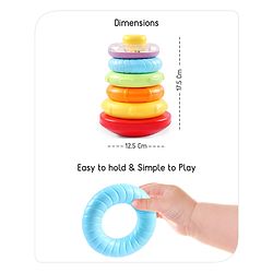 Babyhug Premium 5 Stacking Rings| 4 Textured and 1 Transparent Ring with Beads Sound| Junior Plastic Stack Up Educational Toy| Bath Toy Ring| BIS Certified| Non-Toxic| 6 Months+