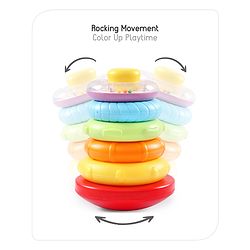 Babyhug Premium 5 Stacking Rings| 4 Textured and 1 Transparent Ring with Beads Sound| Junior Plastic Stack Up Educational Toy| Bath Toy Ring| BIS Certified| Non-Toxic| 6 Months+