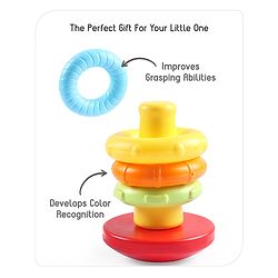 Babyhug Premium 5 Stacking Rings| 4 Textured and 1 Transparent Ring with Beads Sound| Junior Plastic Stack Up Educational Toy| Bath Toy Ring| BIS Certified| Non-Toxic| 6 Months+